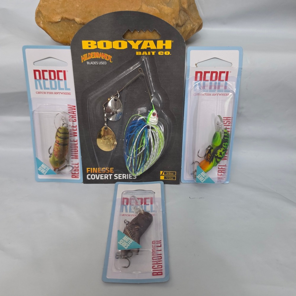 Booyah Rebel Fishing Lures Lot 4 Multi Bait Creek Catching Spinnerbait Crankbait - Picture 1 of 10